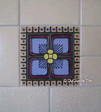 Art deco ceramic square tile design 5076 in a bathroom installation 
